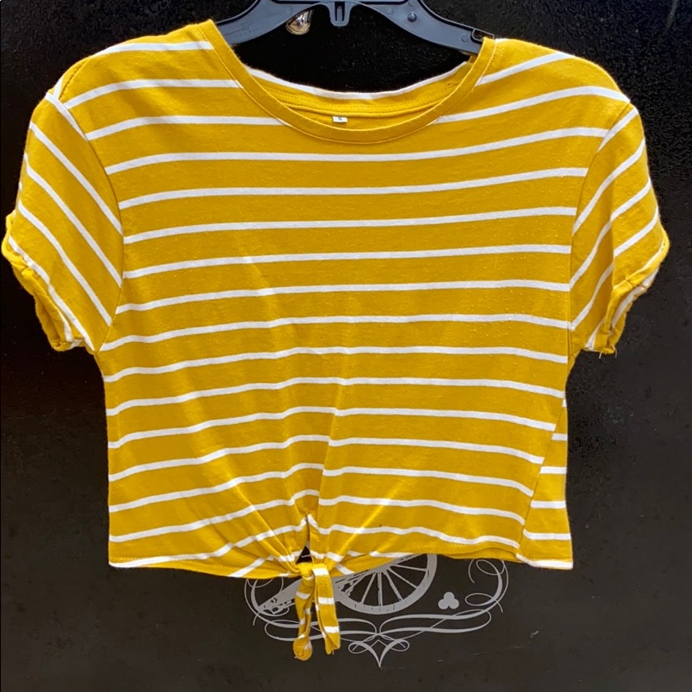 yellow & white crop top